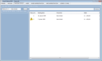 Faktura Status siden i faktura programmet