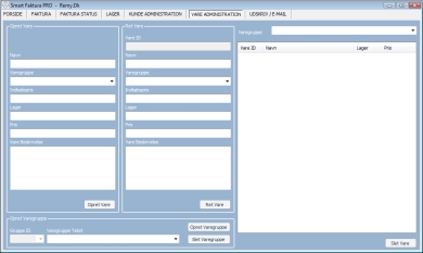 Vare side i fakturaprogrammet